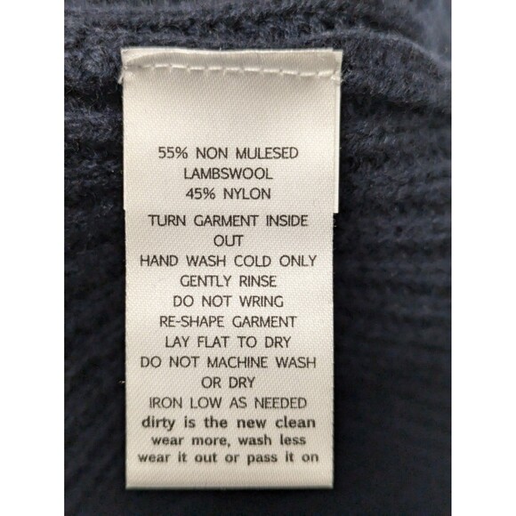 Toad & Co Navy Blue Lakeview Sweater Dress sz L Ethical Wool Ribbed Classic Chic - Picture 8 of 9